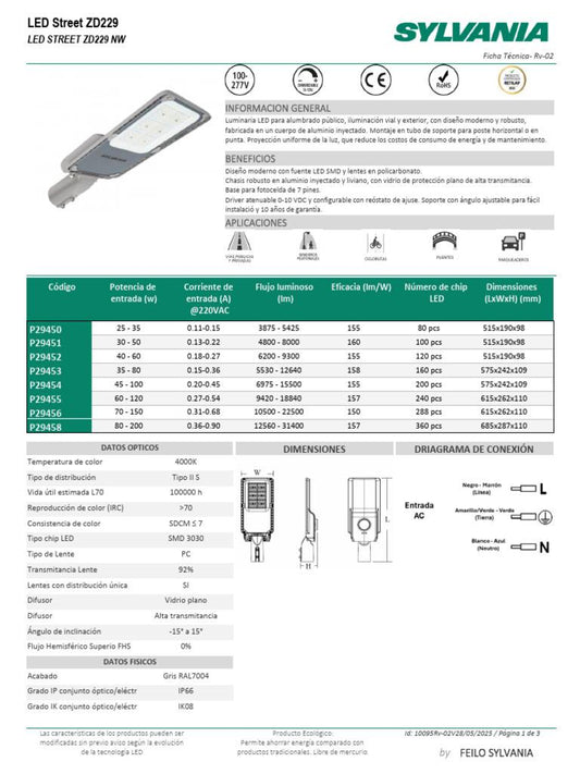 Luminaria LED Alumbrado Público Street Light ZD229 – Sylvania