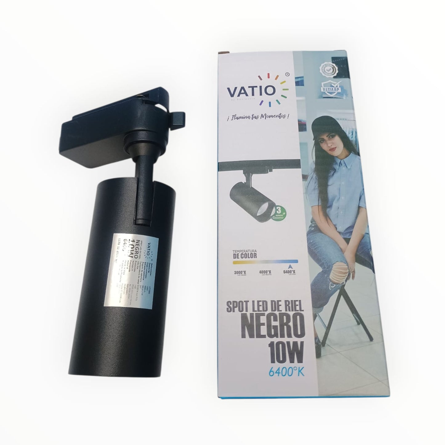 spot 10w 6400k cuerpo negro