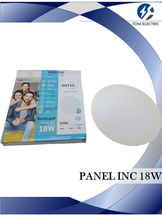 panel de 18w para incrustar marca VATIO 6500k