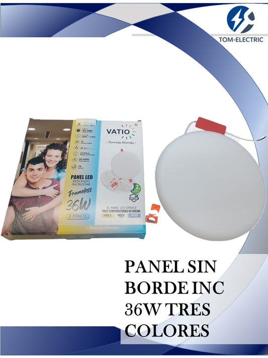 panel 36w sin borde tres colores de incrustar marca vatio