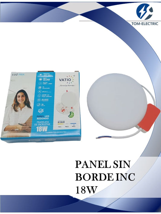 panel 18w sin borde de incrustar marca vatio