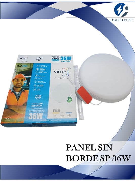 panel 36w sin borde de sobreponer marca vatio