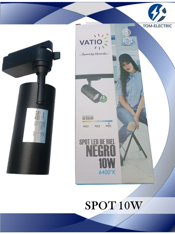 spot 10w 6400k cuerpo negro