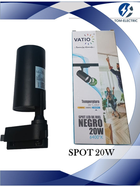 spot 20w 6400k cuerpo negro