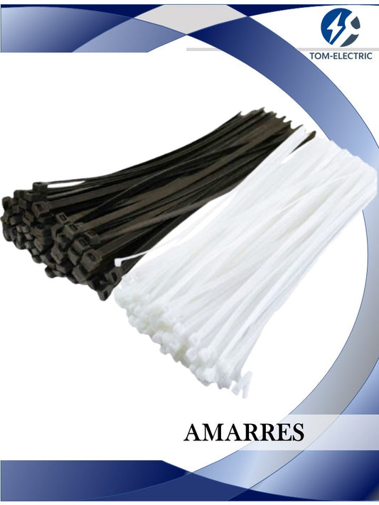 amarre 7.2mm 40 cm blanco y negro