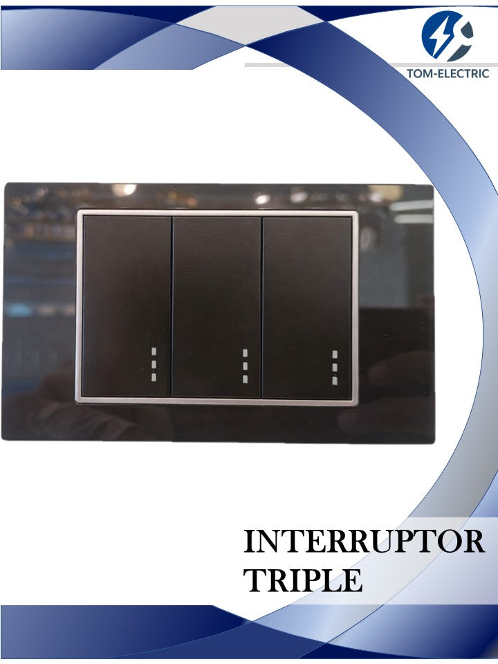 INTERRUPTOR TRIPLE CONMUTABLE MERCURY BLACK MIRROR